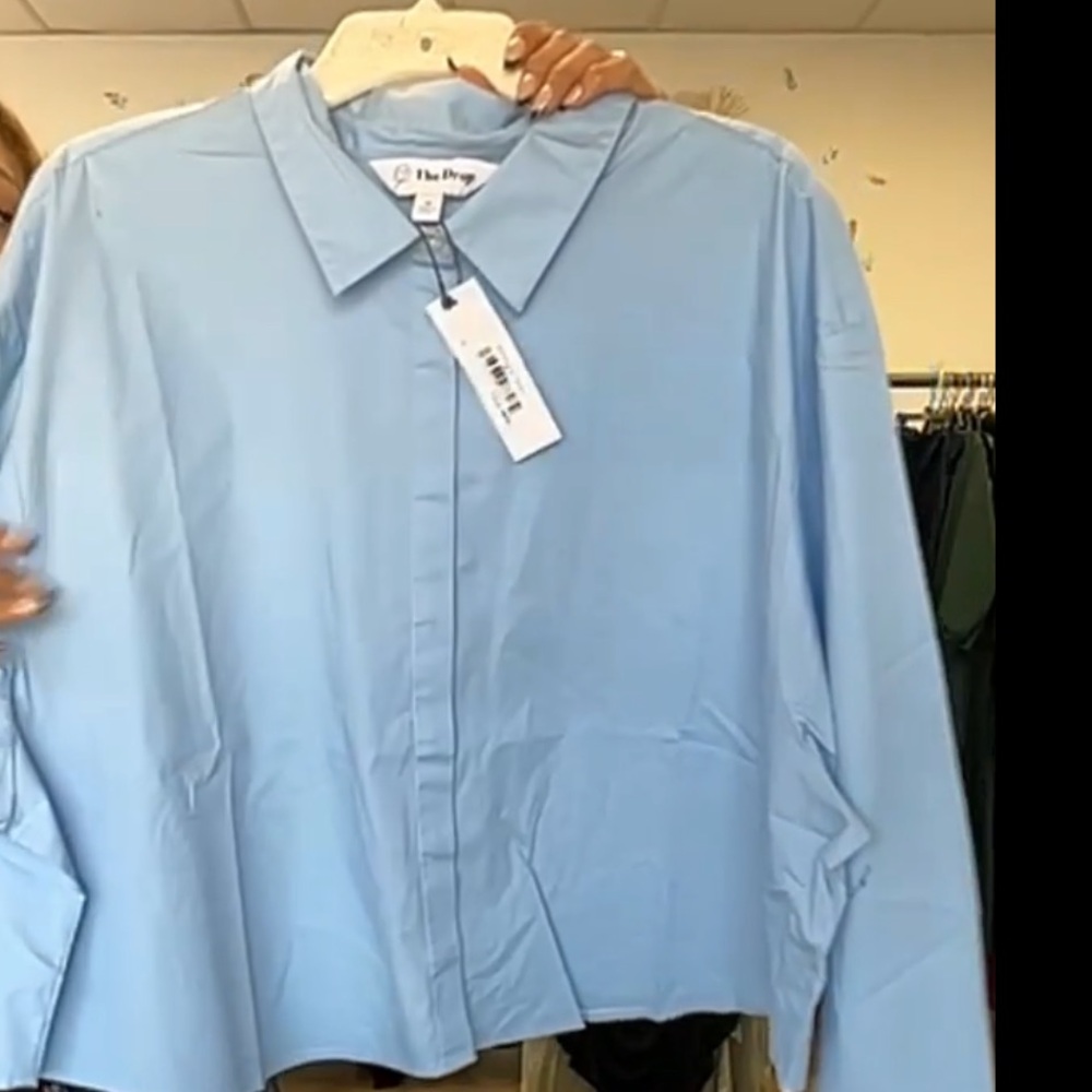 The Drop Women's Isadora Cropped Poplin Shirt size 3X